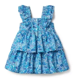 Janie and Jack Dresses-Margaret Annie Dress Made With Liberty Fabric blue margaret annie floral