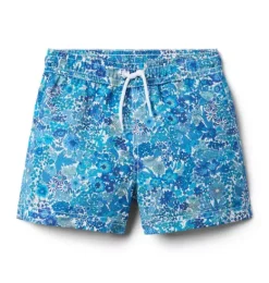 Janie and Jack Swim Trunks|Swim Outfits-Margaret Annie Recycled Swim Trunk Made With Liberty Fabric blue margaret annie floral