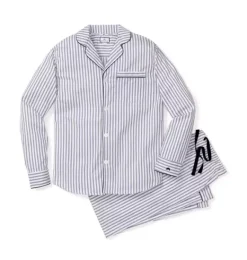 Janie and Jack Adult Pajamas|Petite Plume-Men's Pajama Set in navy french ticking