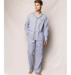 Janie and Jack Adult Pajamas|Petite Plume-Men's Pajama Set in navy french ticking