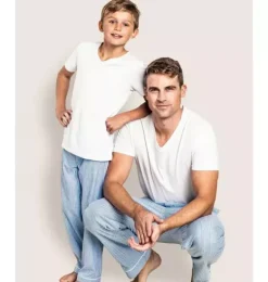 Janie and Jack Adult Pajamas|Petite Plume-Men's Twill Pajama Pants in french blue seersucker