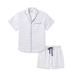 Janie and Jack Adult Pajamas|Petite Plume-Men's Twill Short Set in Buzzing Bees white
