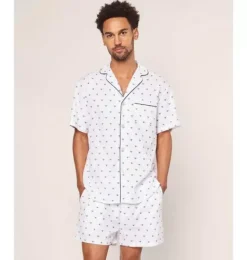 Janie and Jack Adult Pajamas|Petite Plume-Men's Twill Short Set in Buzzing Bees white