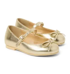 Janie and Jack Shoes-Metallic Bow Ballet Flat gold