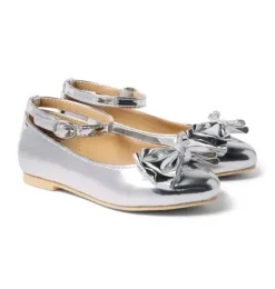 Janie and Jack Shoes-Metallic Bow Ballet Flat silver