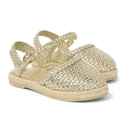 Janie and Jack Shoes-Metallic Espadrille Sandal gold