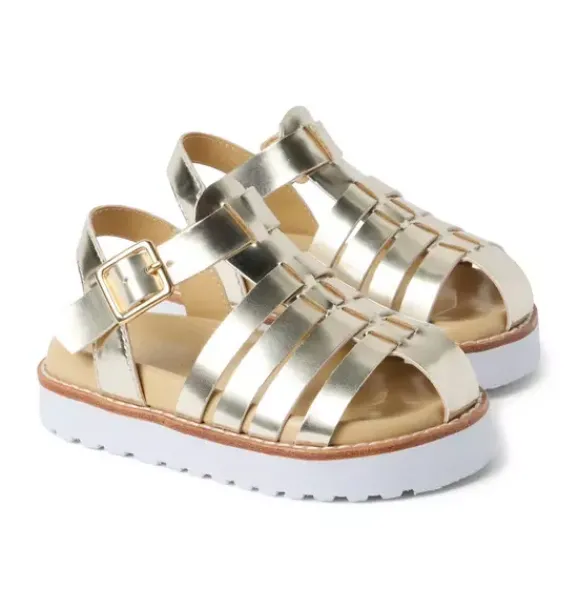 Janie and Jack Shoes-Metallic Fisherman Sandal gold
