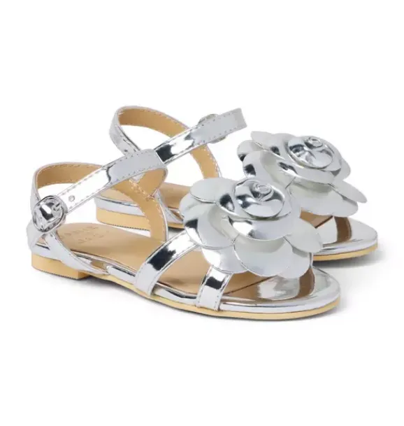Janie and Jack Accessories|Shoes-Metallic Flower Sandal silver