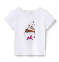 Janie and Jack Short Sleeve Tops-Milk Bar x Ice Cream Tee white
