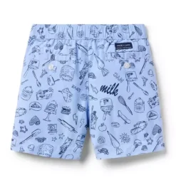 Janie and Jack Shorts-Milk Bar x Oxford Pull-On Short ocean air treats