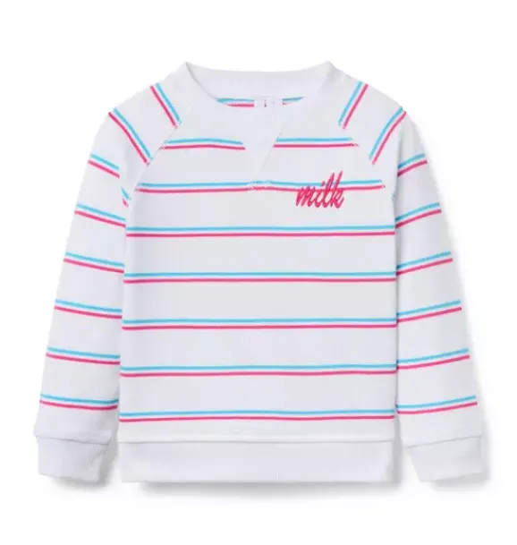 Janie and Jack Sweaters & Sweatshirts-Milk Bar x Striped Sweatshirt white stripe