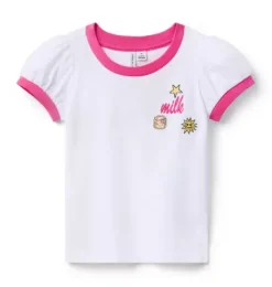 Janie and Jack Short Sleeve Tops-Milk Bar x Puff Sleeve Tee white