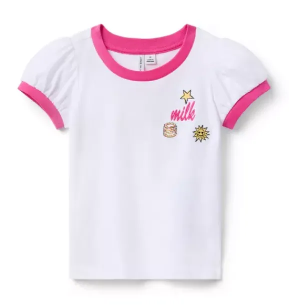 Janie and Jack Short Sleeve Tops-Milk Bar x Puff Sleeve Tee white