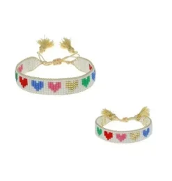 Janie and Jack Adult Accessories|Jewelry-Mini & Me Hearts Beaded Bracelet Set rainbow