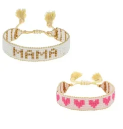 Janie and Jack Adult Accessories|Jewelry-Mini & Me Small White & Gold MAMA + Kids Pink Hearts rainbow