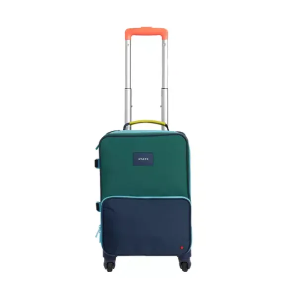 Janie and Jack Kids Accessories|Luggage-Mini Logan Carry-On Suitcase green/navy