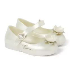 Janie and Jack Shoes & Accessories-Mini Melissa Disney Tiana Baby Flat metallic green