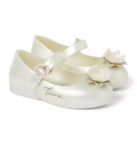 Janie and Jack Shoes & Accessories-Mini Melissa Disney Tiana Baby Flat metallic green