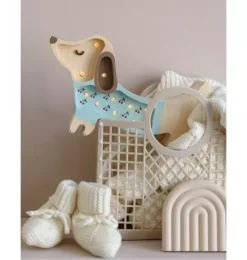 Janie and Jack Lighting-Mini Puppy Lamp cherries on blue