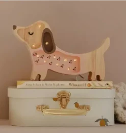 Janie and Jack Lighting-Mini Puppy Lamp cherries on pink