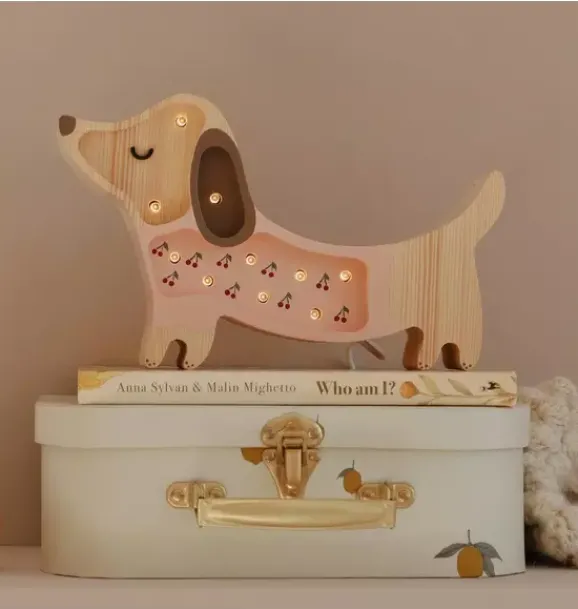 Janie and Jack Lighting-Mini Puppy Lamp cherries on pink