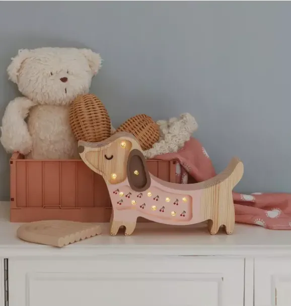 Janie and Jack Lighting-Mini Puppy Lamp cherries on pink