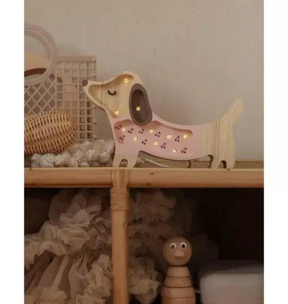 Janie and Jack Lighting-Mini Puppy Lamp cherries on pink