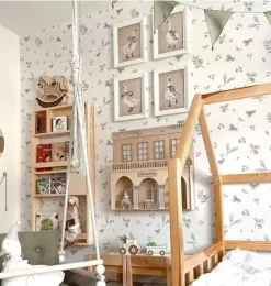 Janie and Jack Wallpaper-Minimini Leaves Wallpaper multi