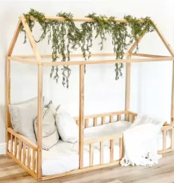Janie and Jack Toddler Furniture|Bedroom Furniture-Montessori House Bed with Rails / Size Full wood