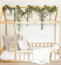 Janie and Jack Toddler Furniture|Bedroom Furniture-Montessori House Bed with Rails / Size Crib wood