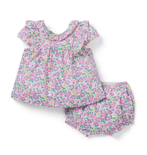 Janie and Jack Online Exclusives|Sets-Mrs. Stoneley Matching Baby Set Made With Liberty Fabric purple mrs. stoneley floral