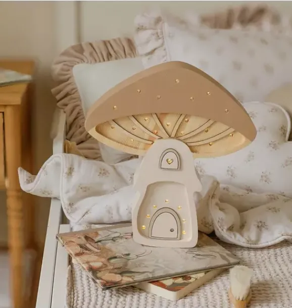 Janie and Jack Lighting-Mushroom House Lamp fairies light brown