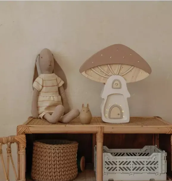 Janie and Jack Lighting-Mushroom House Lamp fairies light brown