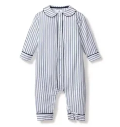 Janie and Jack Baby Pajamas|Petite Plume-Cambridge Romper navy french ticking