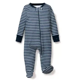 Janie and Jack Baby Pajamas|Family Matching Pajamas-Pima Cotton Romper navy stripe