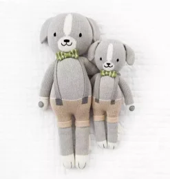 Janie and Jack Stuffed Animals-Noah the dog light/pastel grey