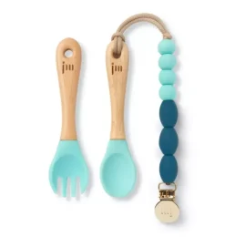 Janie and Jack Teethers And Bottles-Ocean Feeding Set + Clip green