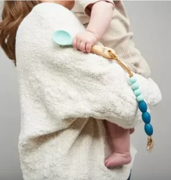 Janie and Jack Teethers And Bottles-Ocean Feeding Set + Clip green