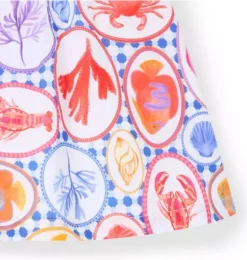 Janie and Jack Swim Outfits|Dresses-Ocean Icon Ruffle Sleeve Dress white ocean icon