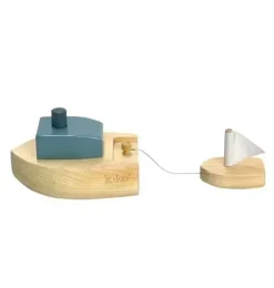 Janie and Jack Bath Toys-Ofune Wind-Up Wooden Boat - Blue multi