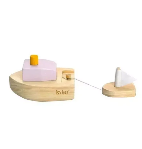 Janie and Jack Bath Toys-Ofune Wind-Up Wooden Boat - Lavender multi
