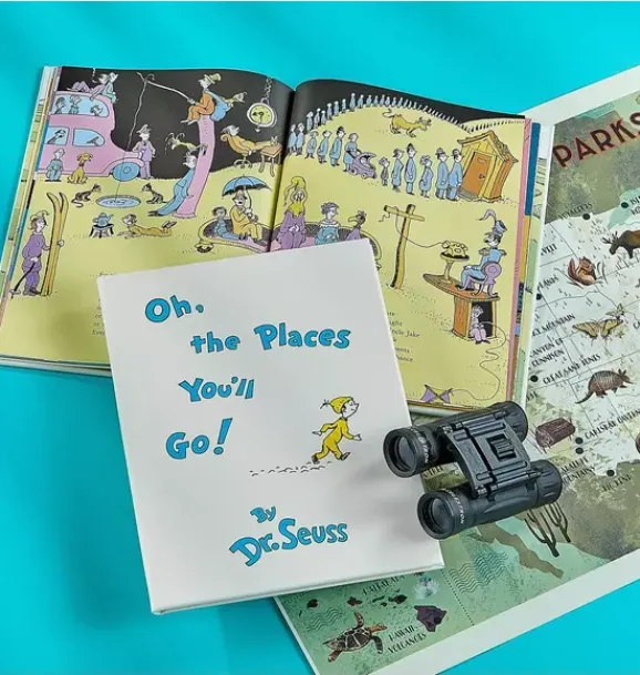 Janie and Jack Books-OH THE PLACES YOU'LL GO LEATHER EDITION white