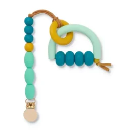 Janie and Jack Teethers And Bottles-Pacific Arch Ring Teether + Clip Set green