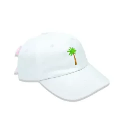 Janie and Jack Kids Accessories-Palm Tree Bow Baseball Hat white