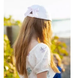 Janie and Jack Kids Accessories-Palm Tree Bow Baseball Hat white