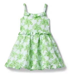 Janie and Jack Family Matching|Dresses-Palm Tree Ruffle Dress new leaf palm tree