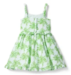 Janie and Jack Family Matching|Dresses-Palm Tree Ruffle Dress new leaf palm tree