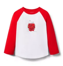 Janie and Jack Tees-PEANUTS&trade; Snoopy Holiday Raglan Tee bradbury red