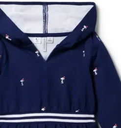 Janie and Jack Dresses-PEANUTS&trade; Snoopy Santa Hooded Dress merchant marine snoopy santa