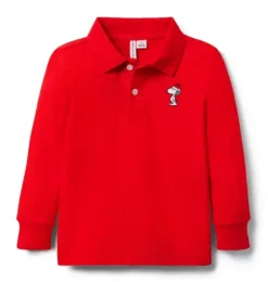 Janie and Jack Polos-PEANUTS&trade; Snoopy Santa Polo bradbury red